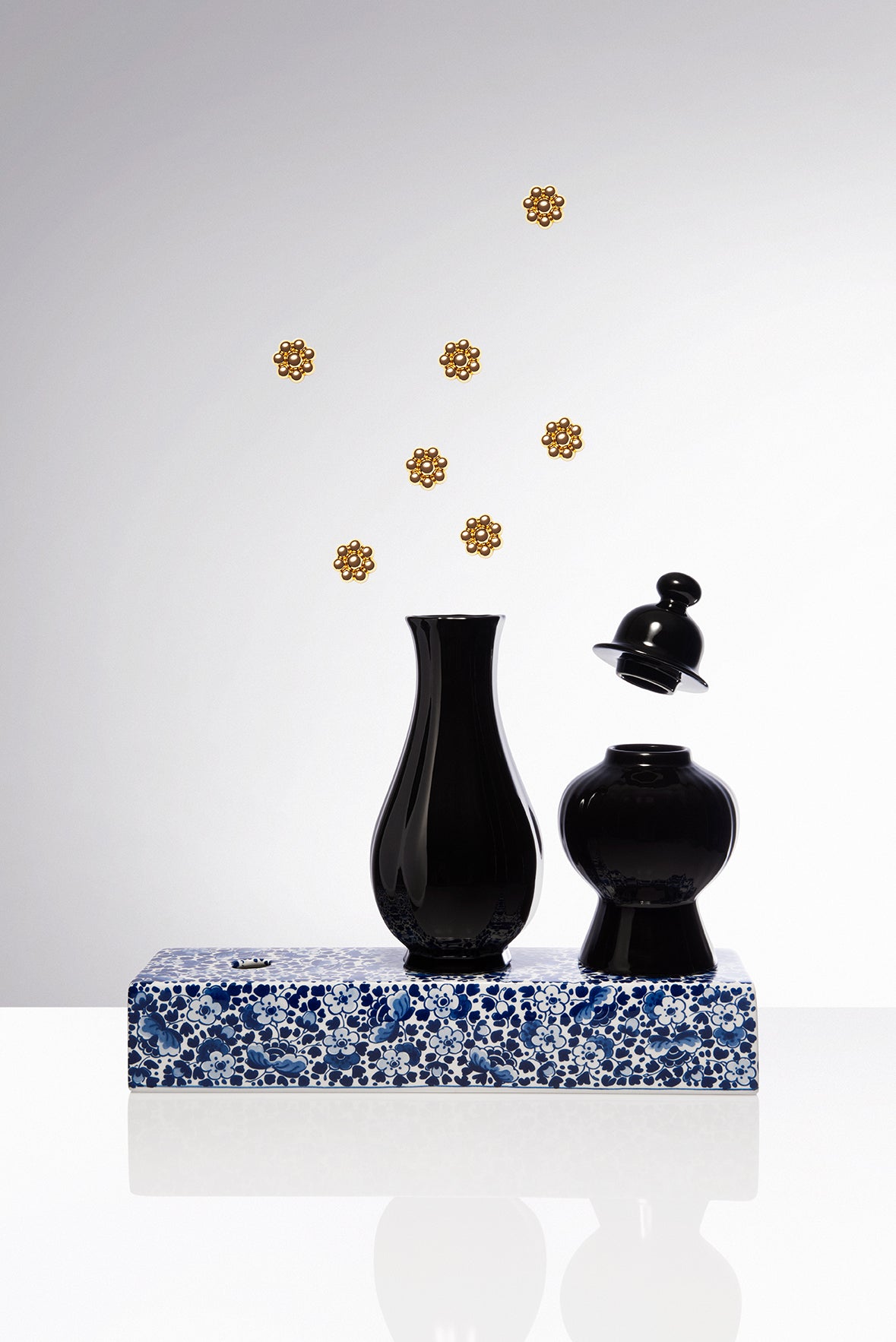 Delft Blue Black Vase