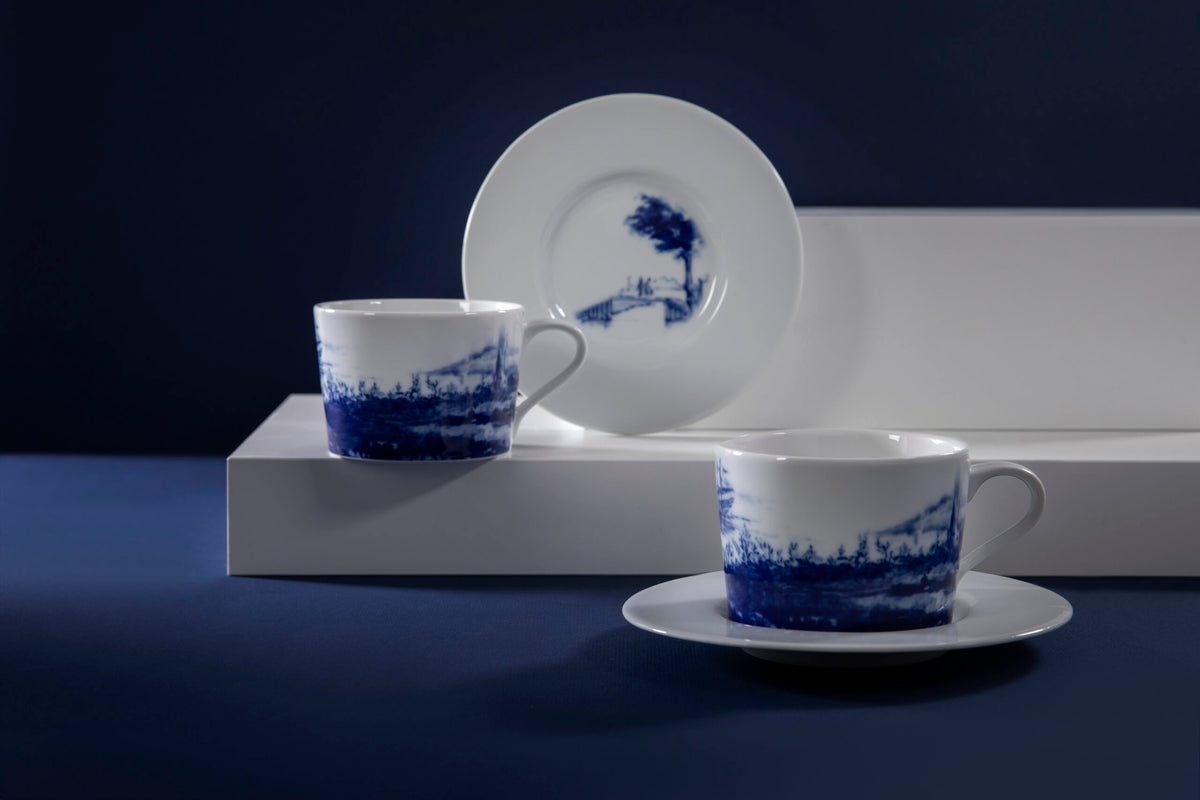 Thee-/cappuccinokop & schotel set