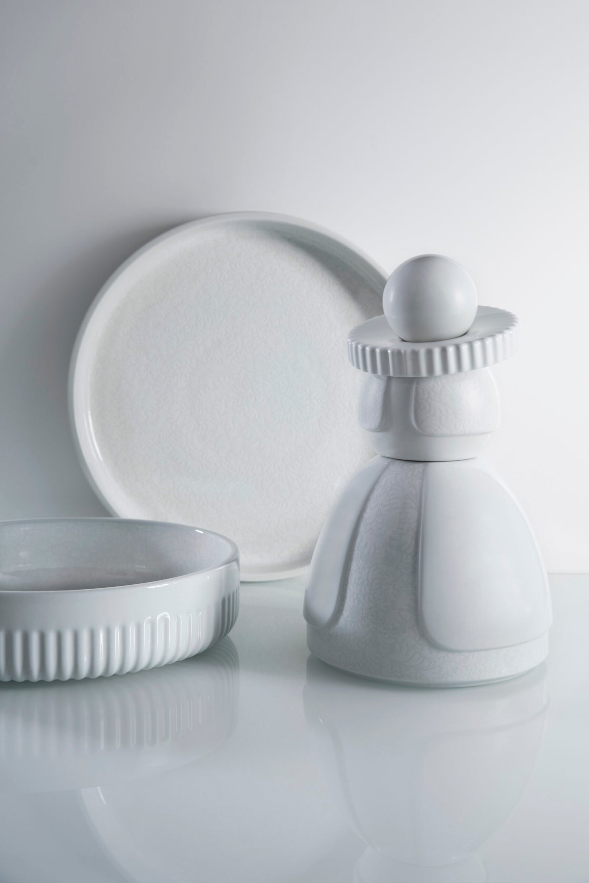 Collar Bowl set no.1 and no. 3 White Reflection