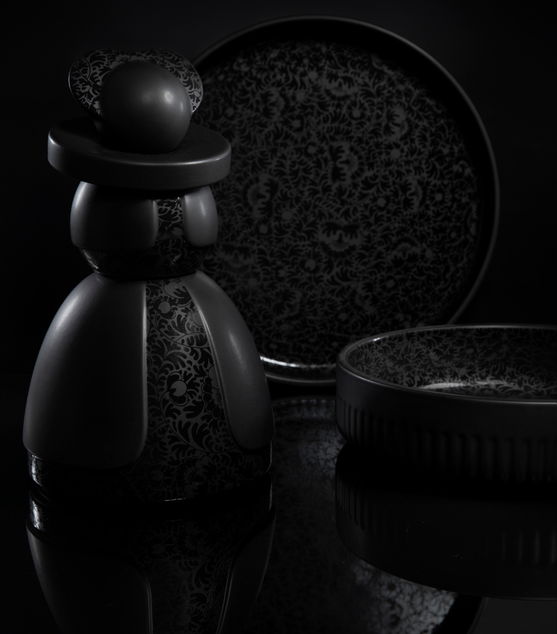 Collar Bowl set no.1 and no. 3 Black Reflection