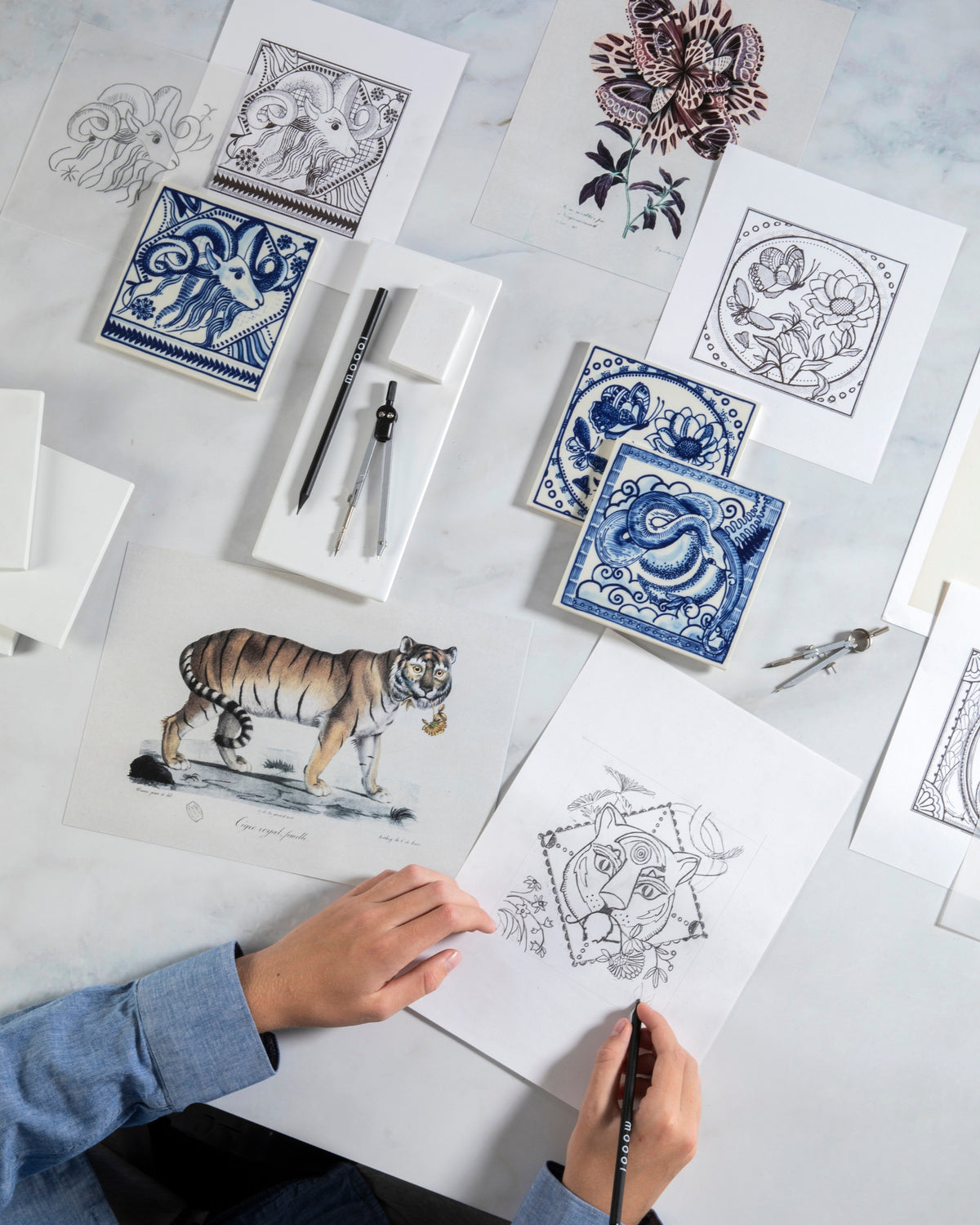 Uitgestorven dieren decoratieve tegels