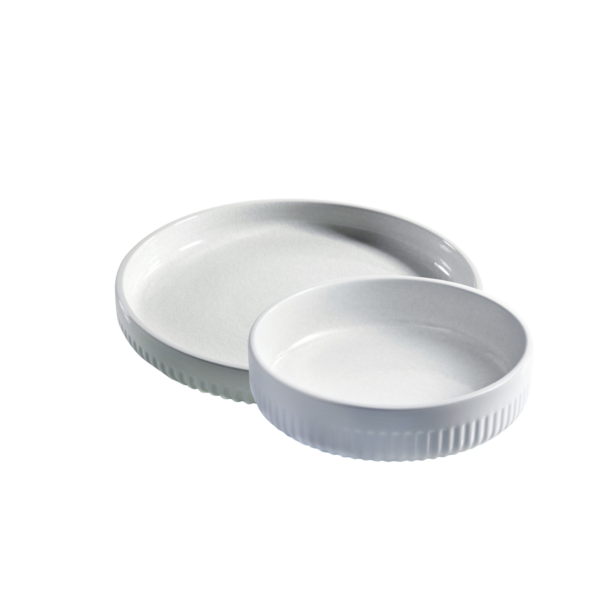 Collar Bowl set no.1 and no. 3 White Reflection